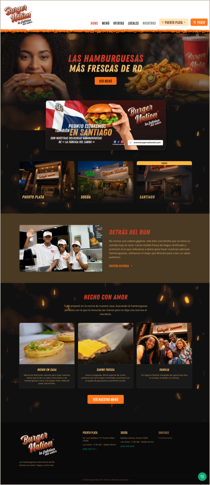Burger Nation website — mobile