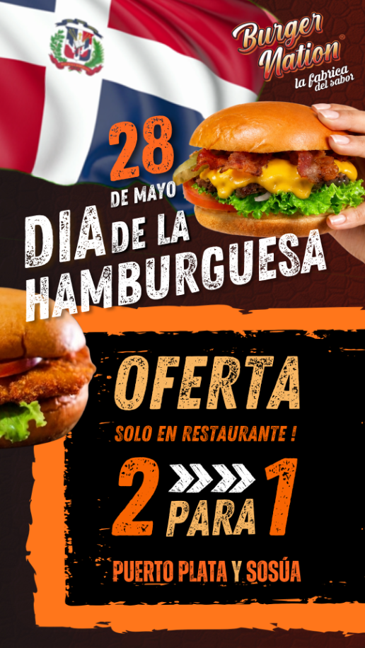 Burger Nation campaign poster — 2x1 offer
